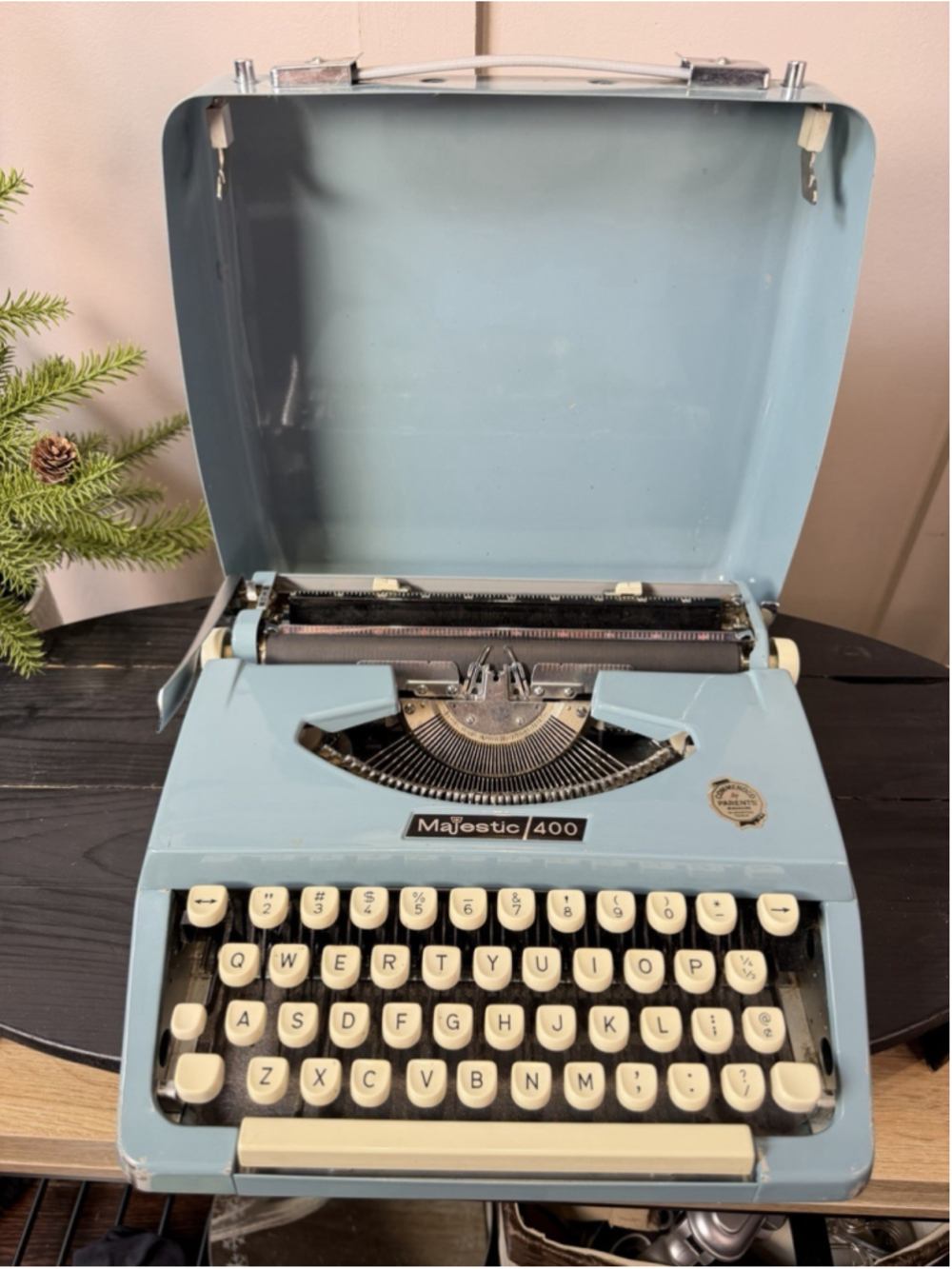 Vintage Manual Typewriter Brother Majestic 400 Blue With Case Made Japan